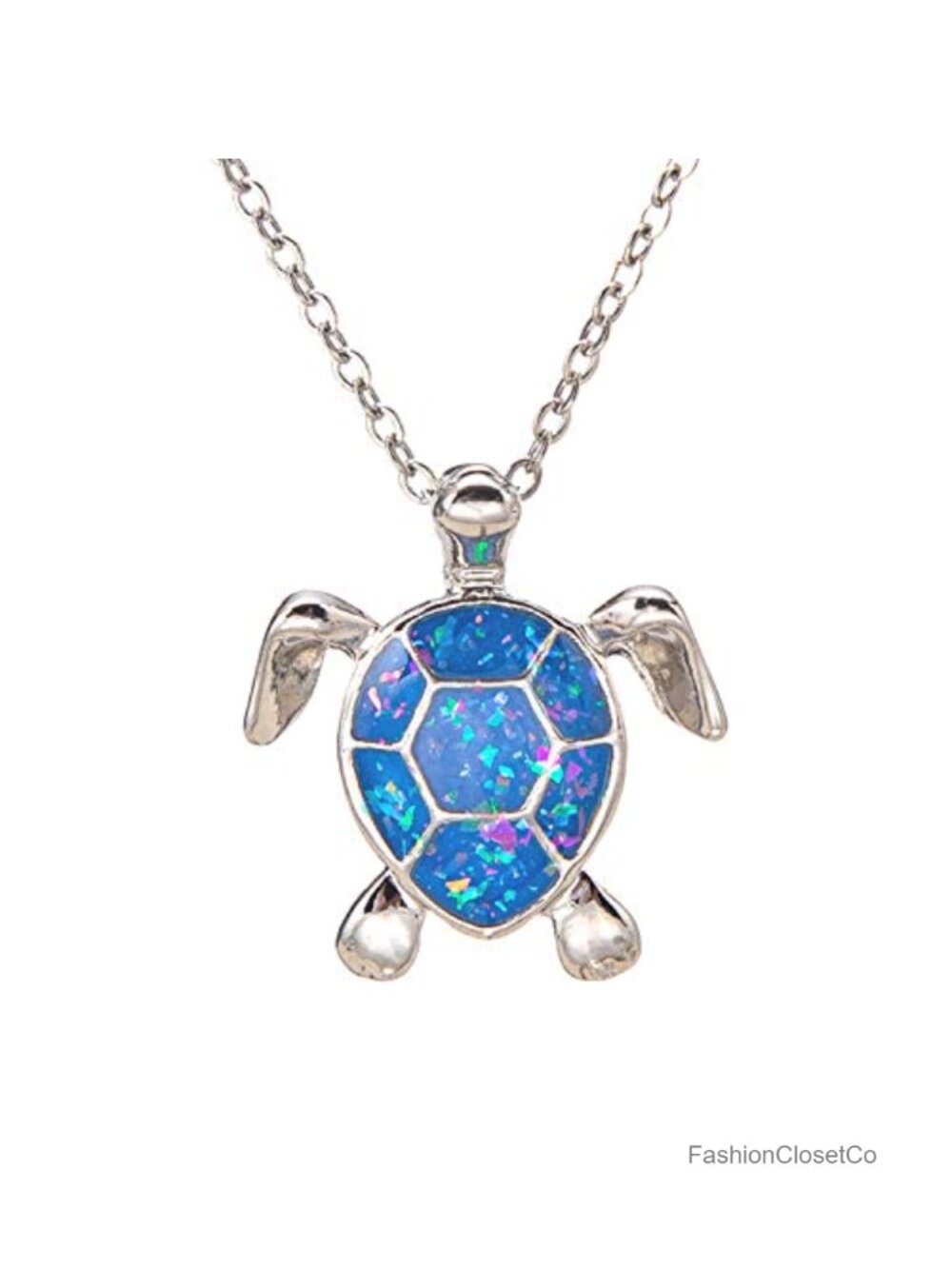 Sea Turtle Pendant Necklace Silver Plated Link Chain Animal Jewelry Gift
